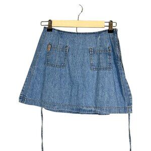 Retro Express Denim Skort XS Blue Jean Skirt Boho Western Classic Chic Cowgirl